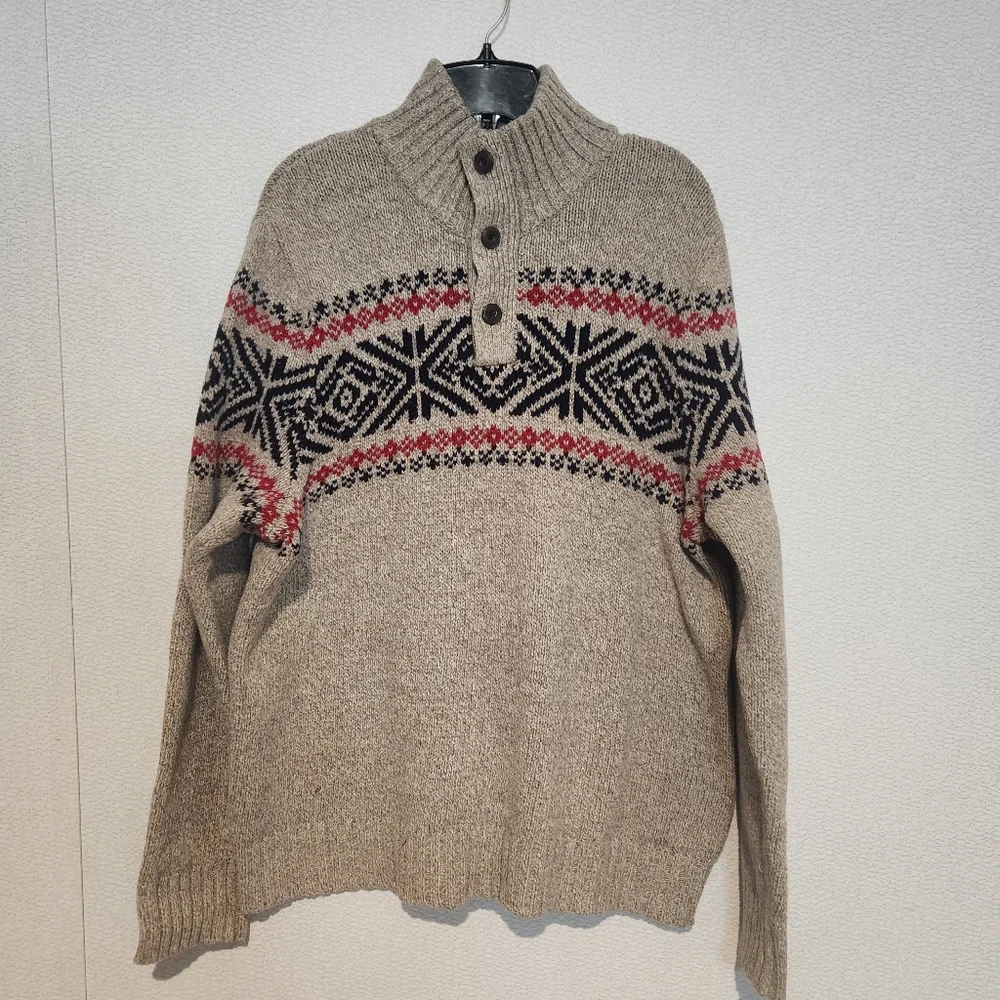 American Eagle Henley Button Front Mens Sweater Size Large Chunky Gramdpa